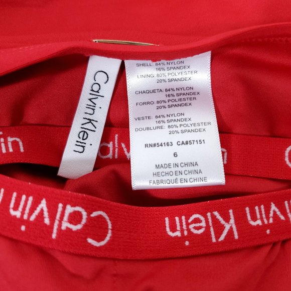 Calvin Klein Logo Red One Piece Swimsuit Sporty - Picture 8 of 9